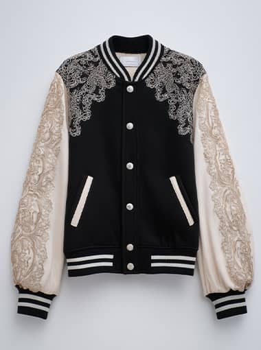 Custom Embroidered Lace Varsit