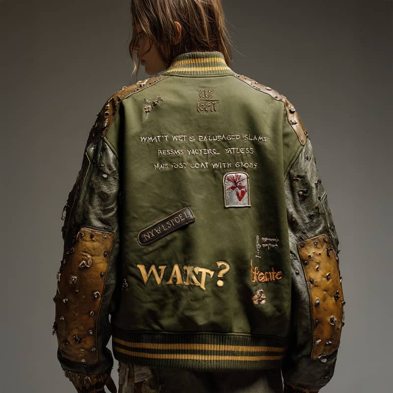 Custom Distressed Flight Jacket with Embroidery & Patches