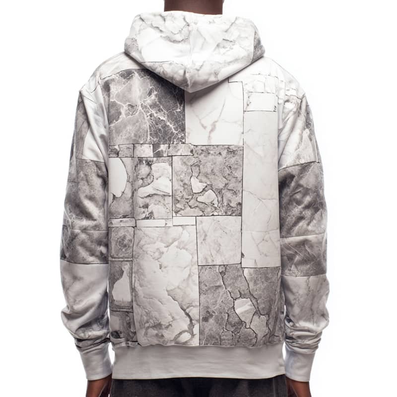 Custom Patchwork Hoodie with Marble & Floral Prints