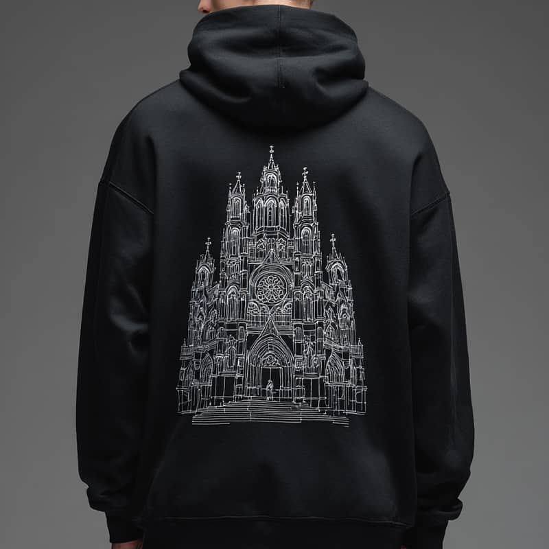 Custom Gothic Cathedral Print Hoodie – Tailored Design
