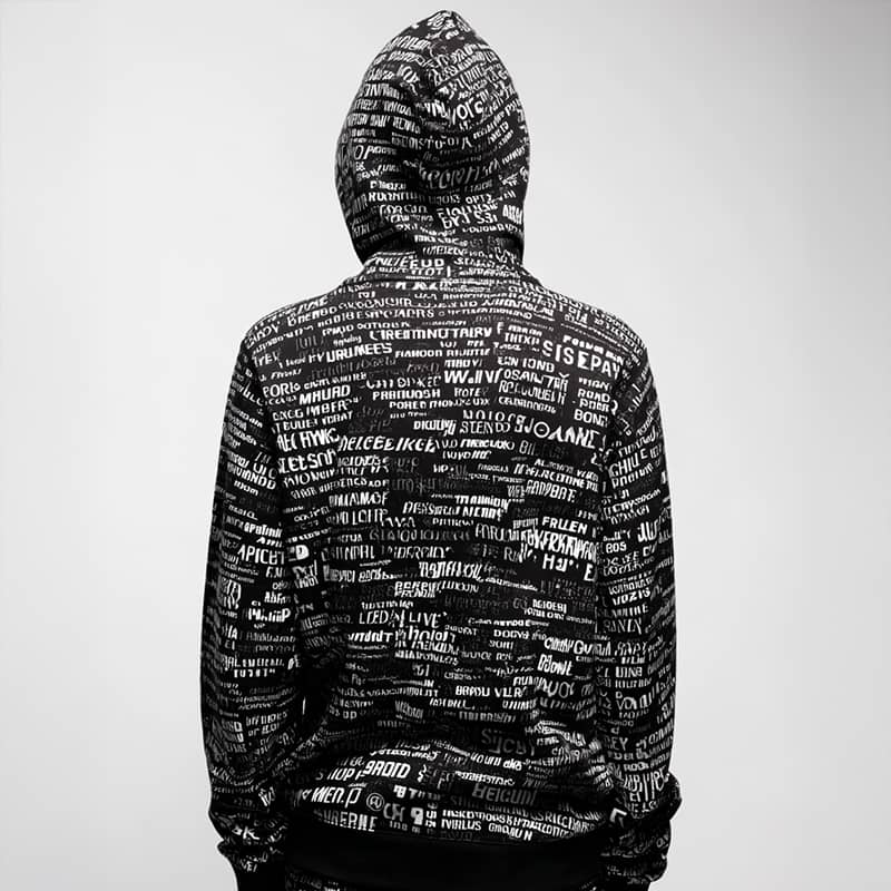 Custom All-Over Graffiti Print Hoodie – Black & White