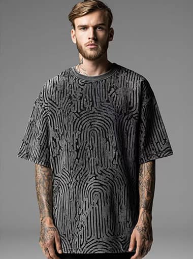 Custom Fingerprint Texture T-Shirt – Grayscale Design