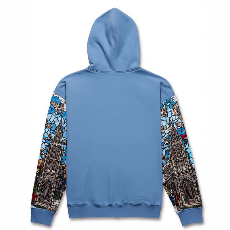 Custom Stained Glass Cathedral Hoodie – Colorful Sleeve Design
