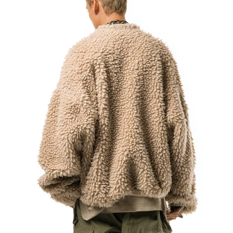 Custom Shearling Patchwork Bomber Jacket with Text Graphics