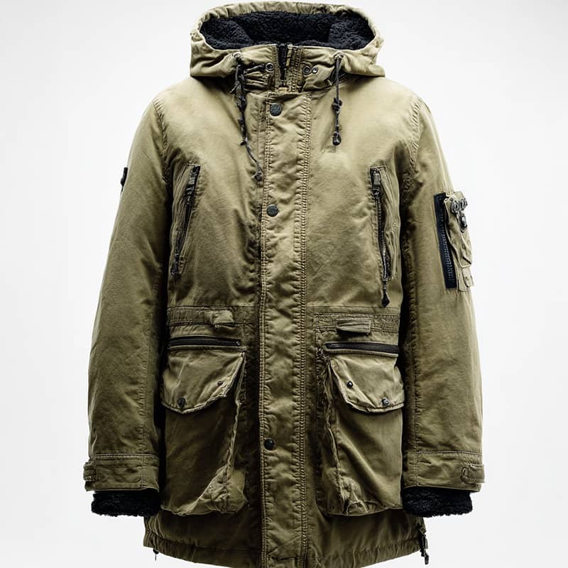 Custom Military-Inspired Parka Jacket with Faux Fur Hood