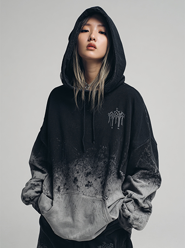 Custom Gradient Hoodie with Bead Embellished Drip Design