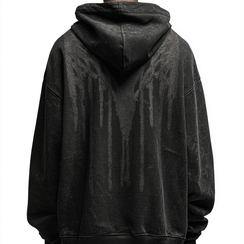 Custom Gradient Hoodie with Bead Embellished Drip Design