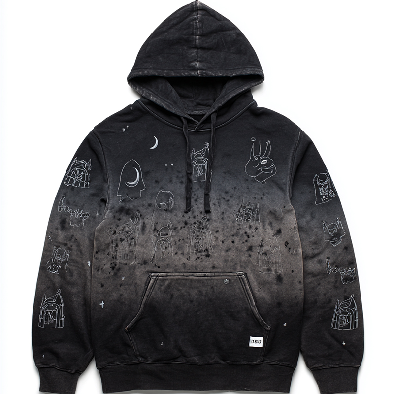 Custom Gradient Hoodie with Bead Embellished Drip Design