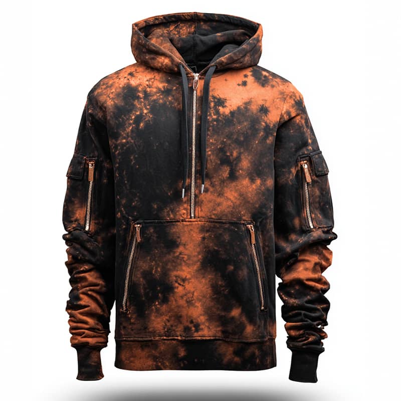 Made-to-Order Utility Hoodie in Lava-Inspired Dye Pattern