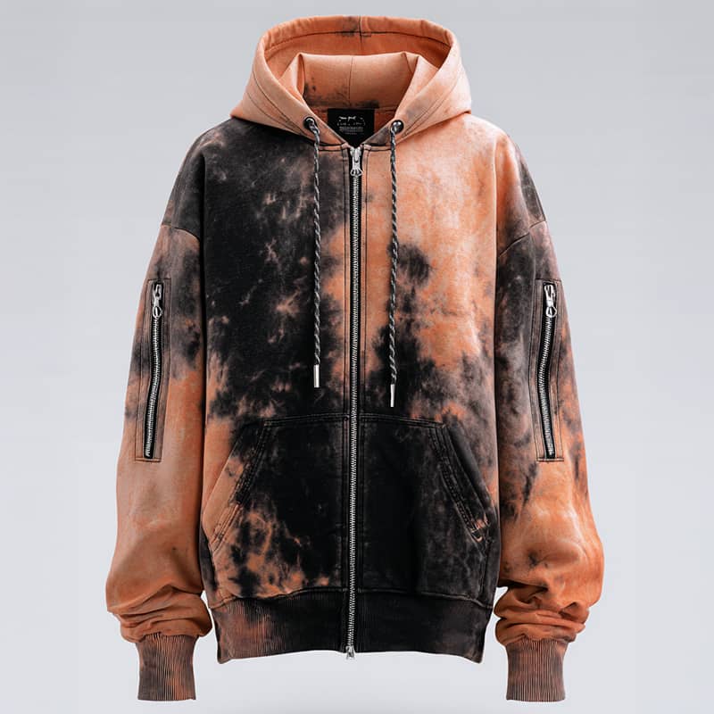 Made-to-Order Utility Hoodie in Lava-Inspired Dye Pattern