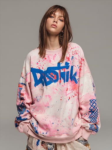Custom Pink Graffiti Splatter Sweatshirt – Urban Streetwear